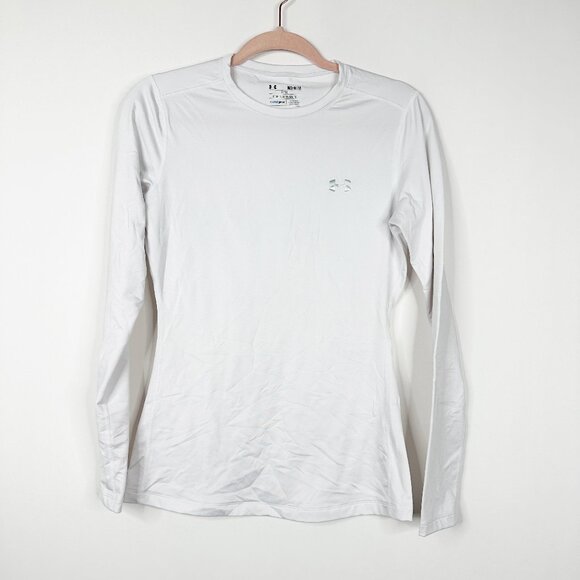 2/$30 Under Armour Coldgear Fitted Long Sleeve Tee Off-White Medium #A0767 - Picture 4 of 11
